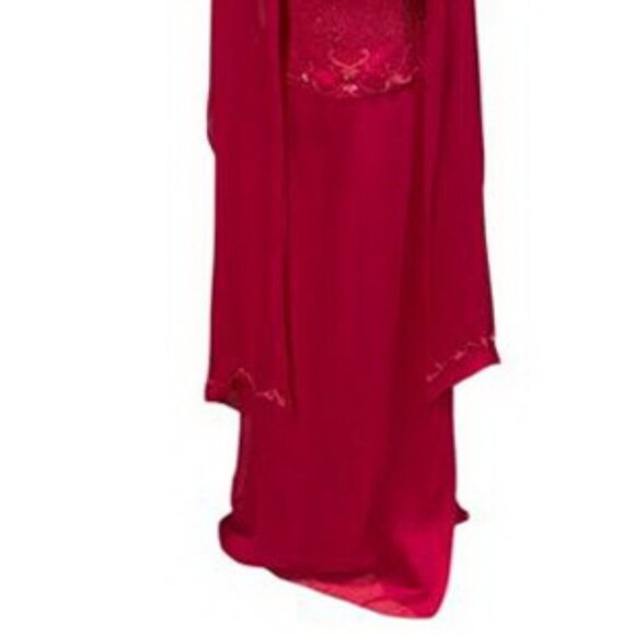 Cire by Landa Hot Pink Strapless Beaded Chiffon Dress With Wrap - Picture 6 of 8